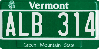 VT license plate ALB314