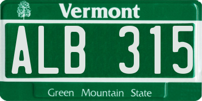 VT license plate ALB315