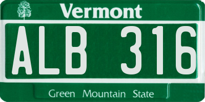 VT license plate ALB316