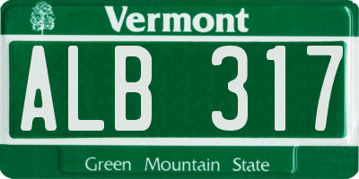 VT license plate ALB317