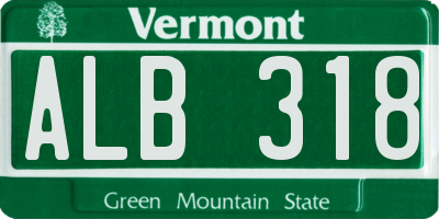 VT license plate ALB318