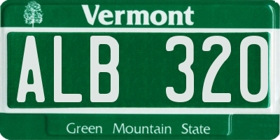 VT license plate ALB320