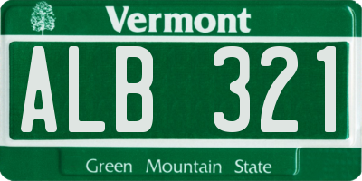 VT license plate ALB321