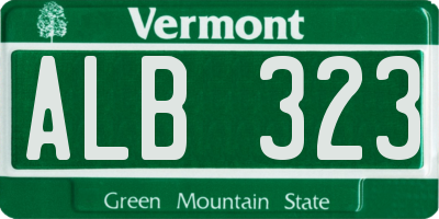 VT license plate ALB323