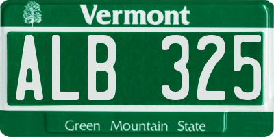 VT license plate ALB325
