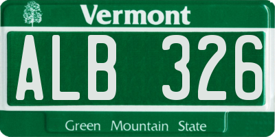 VT license plate ALB326