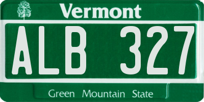 VT license plate ALB327