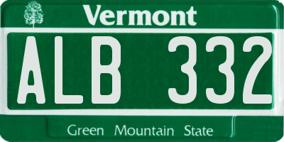 VT license plate ALB332