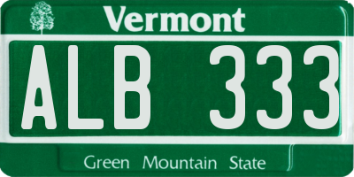 VT license plate ALB333