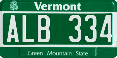 VT license plate ALB334