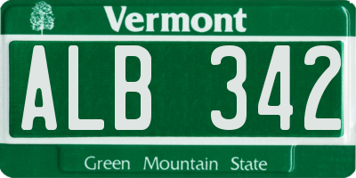 VT license plate ALB342