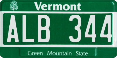 VT license plate ALB344