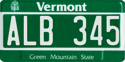 VT license plate ALB345