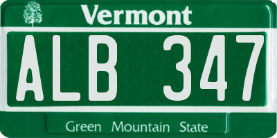 VT license plate ALB347