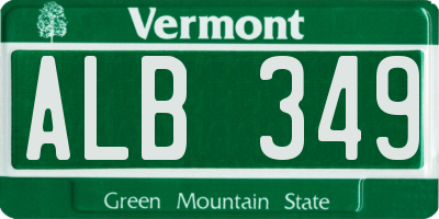 VT license plate ALB349