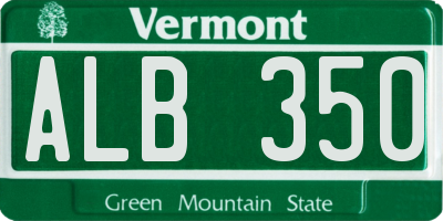 VT license plate ALB350