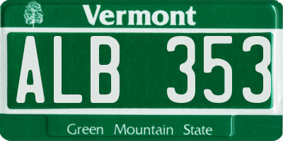VT license plate ALB353