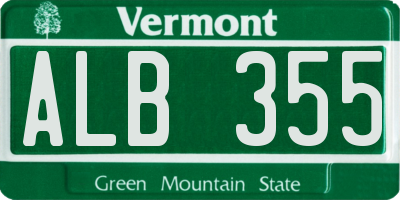 VT license plate ALB355