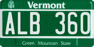 VT license plate ALB360