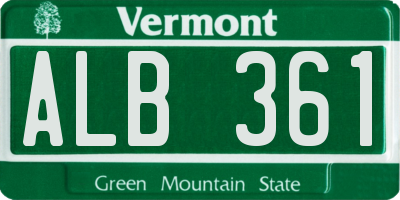 VT license plate ALB361