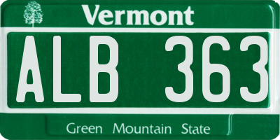 VT license plate ALB363