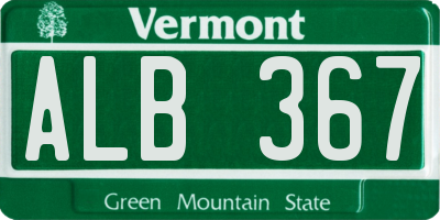 VT license plate ALB367