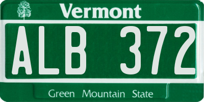 VT license plate ALB372