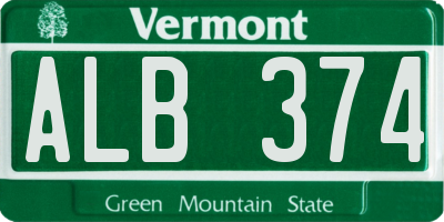 VT license plate ALB374