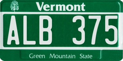 VT license plate ALB375
