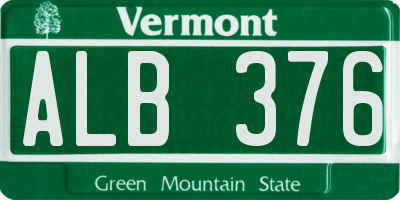 VT license plate ALB376