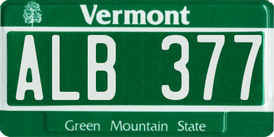 VT license plate ALB377
