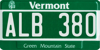 VT license plate ALB380