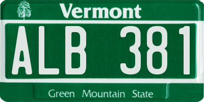 VT license plate ALB381
