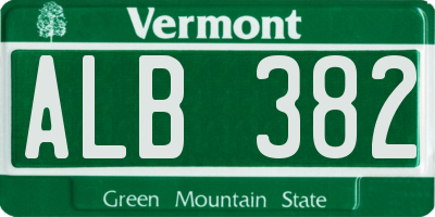 VT license plate ALB382
