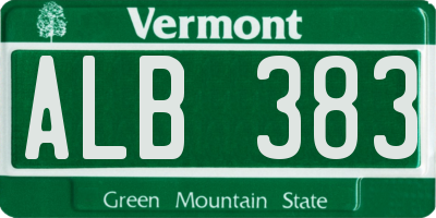 VT license plate ALB383