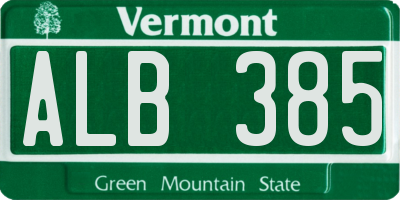 VT license plate ALB385