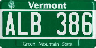 VT license plate ALB386