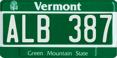 VT license plate ALB387