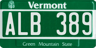 VT license plate ALB389