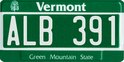 VT license plate ALB391