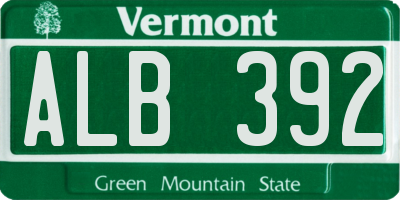 VT license plate ALB392