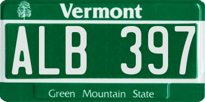 VT license plate ALB397