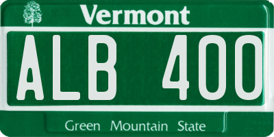 VT license plate ALB400