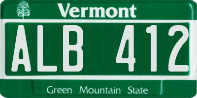 VT license plate ALB412