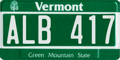VT license plate ALB417