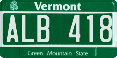 VT license plate ALB418