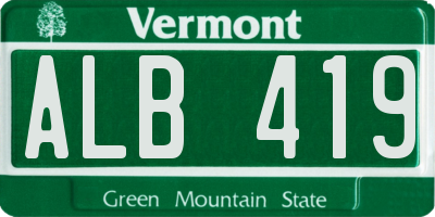 VT license plate ALB419