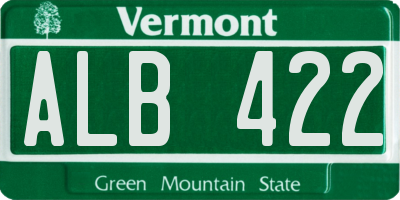 VT license plate ALB422