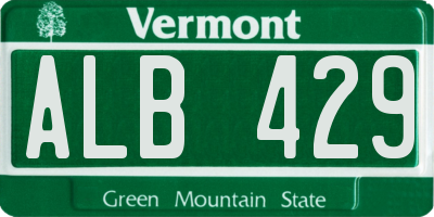 VT license plate ALB429
