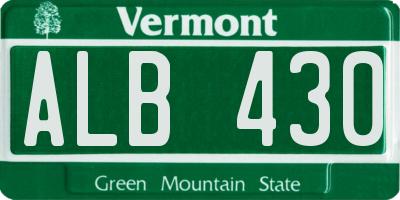 VT license plate ALB430